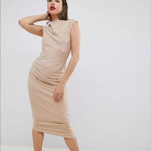 ASOS DESIGN midi pencil dress with tuck detail